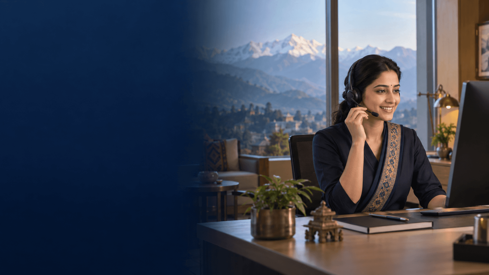 A Mandyal Travels support advisor helping a customer